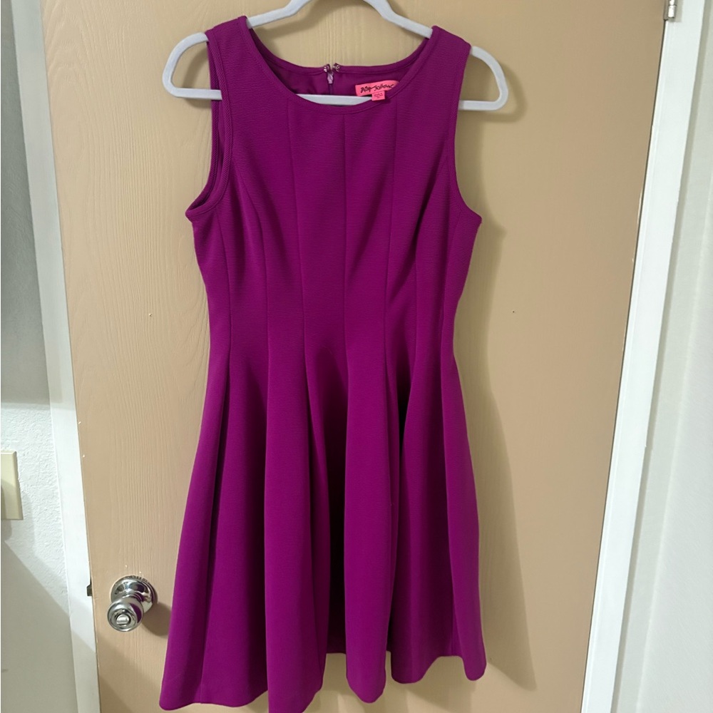Betsey Johnson Pink Pleated Mini Dress Scoop Neck Sleeveless